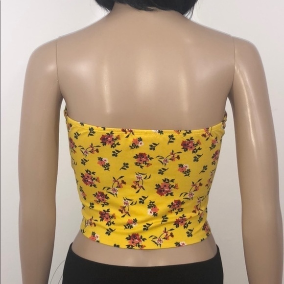New Floral Print Tie Front Bandeau Crop Top - Picture 4 of 12